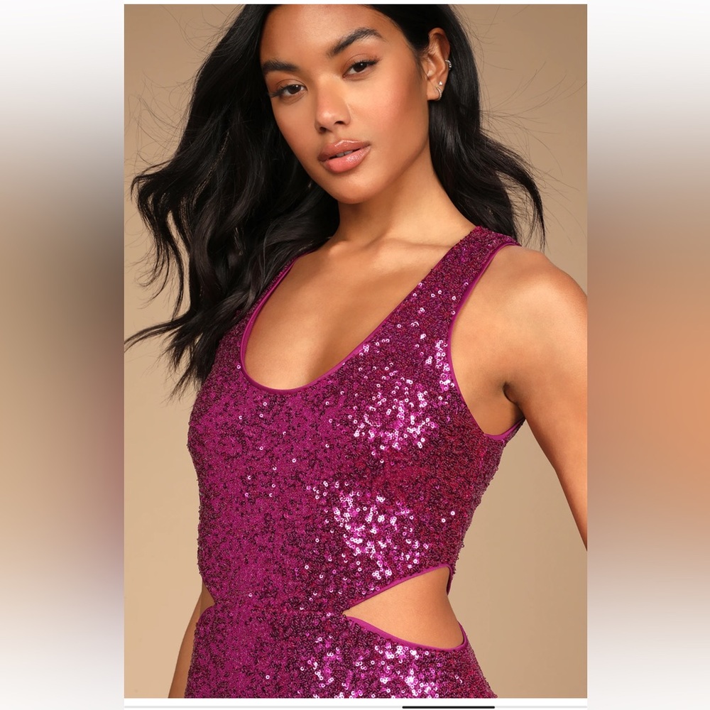 Lulu's Backless Sequin Dress - Pink and Silver - Picture 4 of 4